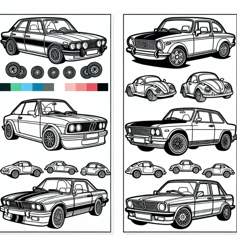 L'excitante variété des voitures par marque vous attend dans notre livre de coloriage. Chaque page vous présente une voiture symbolique d'une marque renommée. Votre mission de coloriste est de donner vie à ces modèles automobiles emblématiques.