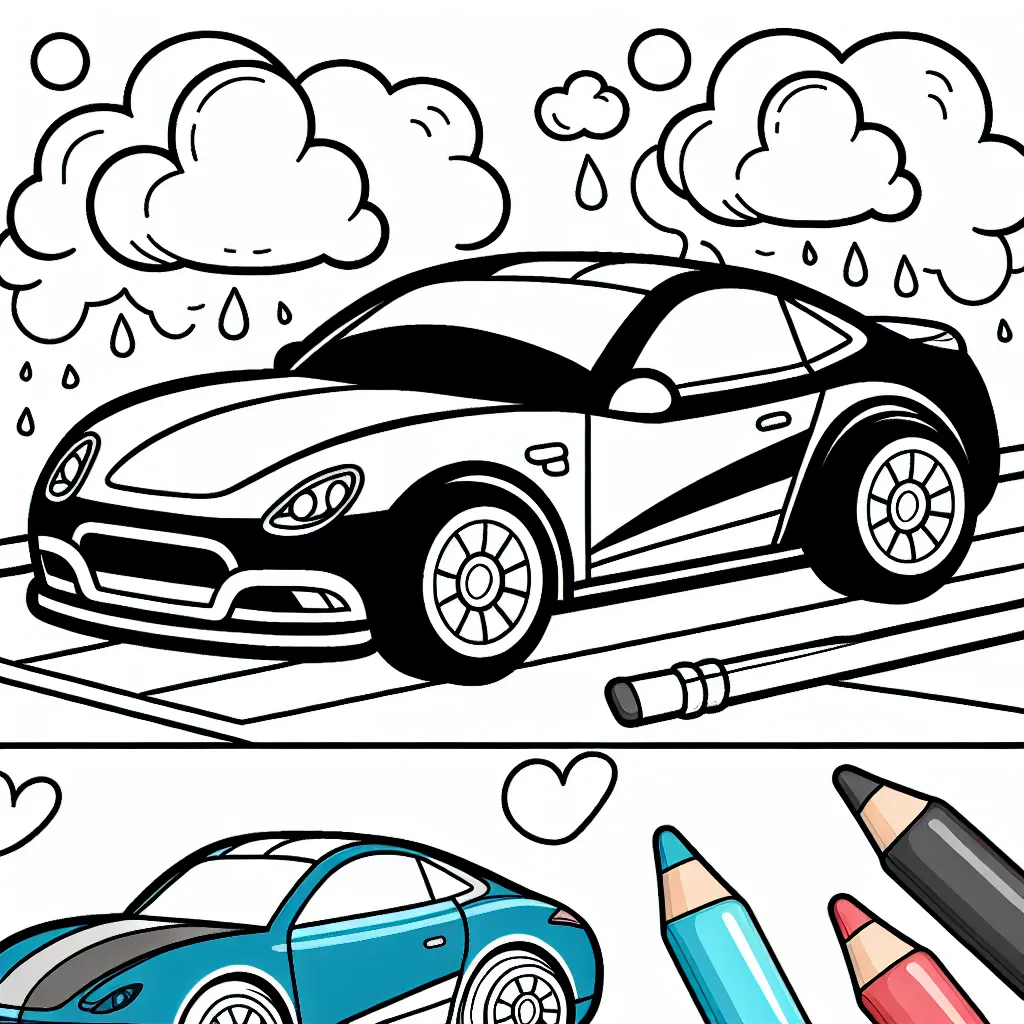 Cher enfant, dessine et colorie différentes voitures de différentes marques sur cette page ! Montre ta créativité avec une Mercedes bleue ou une Ferrari rouge par exemple.