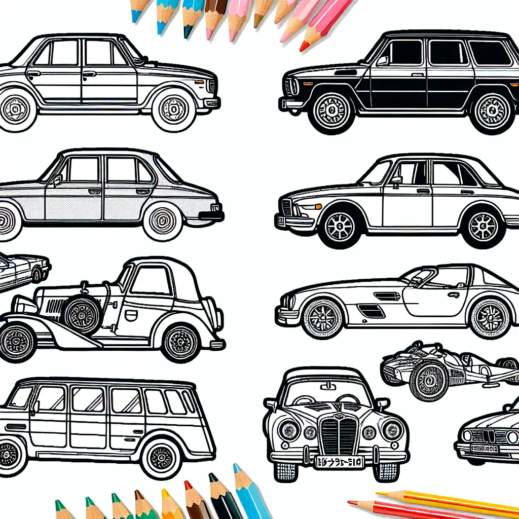 Des voitures par marque pour un coloriage plein de surprise ! Audi, BMW, Mercedes, Toyota... Choisissez vos couleurs et donnez vie à ces automobiles légendaires !